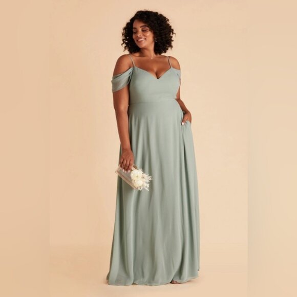 Birdy Grey Devin Convertible Chiffon Sage Bridesmaid Maxi Dress NWT - Picture 3 of 3